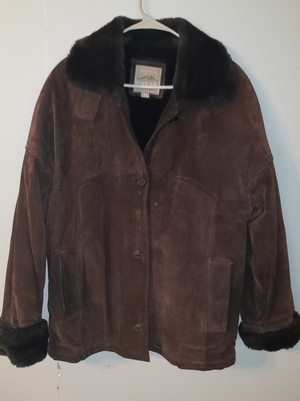 Vintage Pacific Trail Brown Suede Faux Fur Trim Coat Jacket - Women's 1X